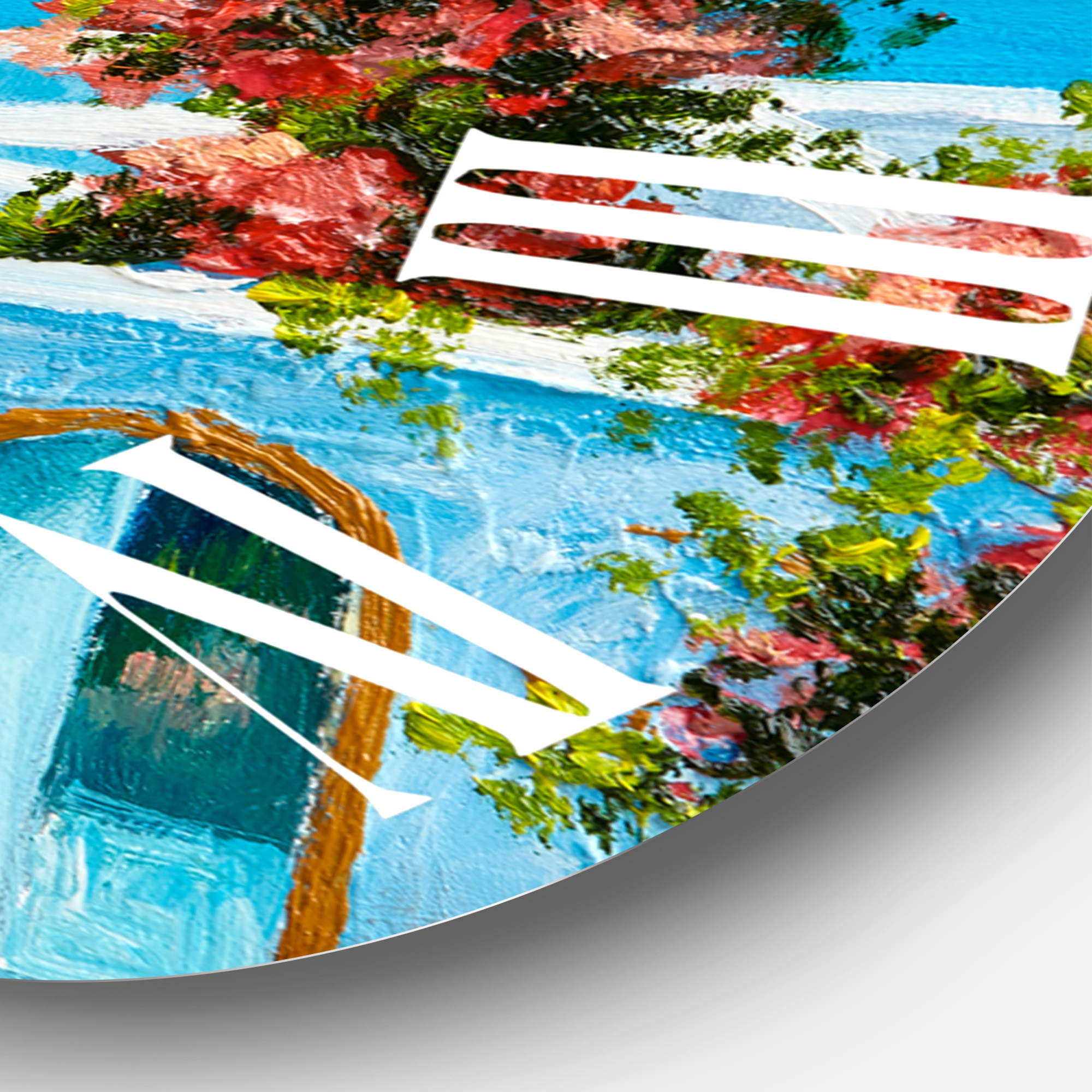 Designart 'House Near The Sea Colorful Flowers I' Nautical & Coastal Wall Clock