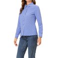thumbnail image 5 of Allegra K Women's Printed Long Sleeve Piped Button Down Shirts, 5 of 7