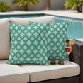 thumbnail image 4 of Teal Green Floral Outdoor Waterproof Pillow Covers, Spring Flowers Modern Abstract Art Farmhouse Decorative Square Throw Pillowcase Sofa Cushion Sham for Patio/Couch/Chair, 18"x18" 2 Pack, 4 of 8
