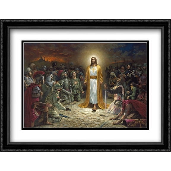 Peace Is Coming 2x Matted 30x23 Large Black Ornate Framed Art Print by Jon McNaughton