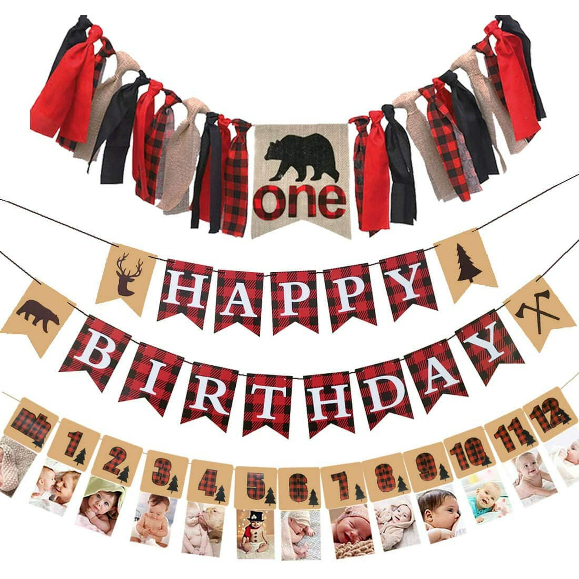 lumberjack first birthday banner