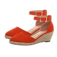 thumbnail image 1 of Sandalias con correa en el tobillo y hebilla para mujer, cuñas, zapatos transpirables de tejido de verano Wmkox8yii  sa1454, 1 of 5