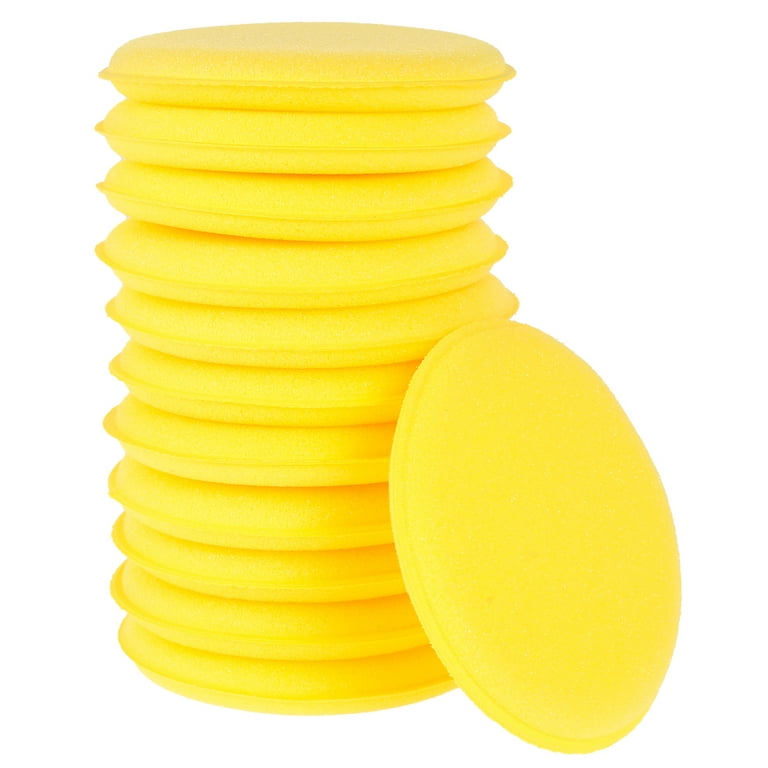 JTWEEN 12Pcs Car Wax Applicator Pads Round Shaped Sponge Car Sponge  Polishing Pads Yellow Wax Foam Applicator Pad Soft Car Polishing Sponge  Cleaning Tool 