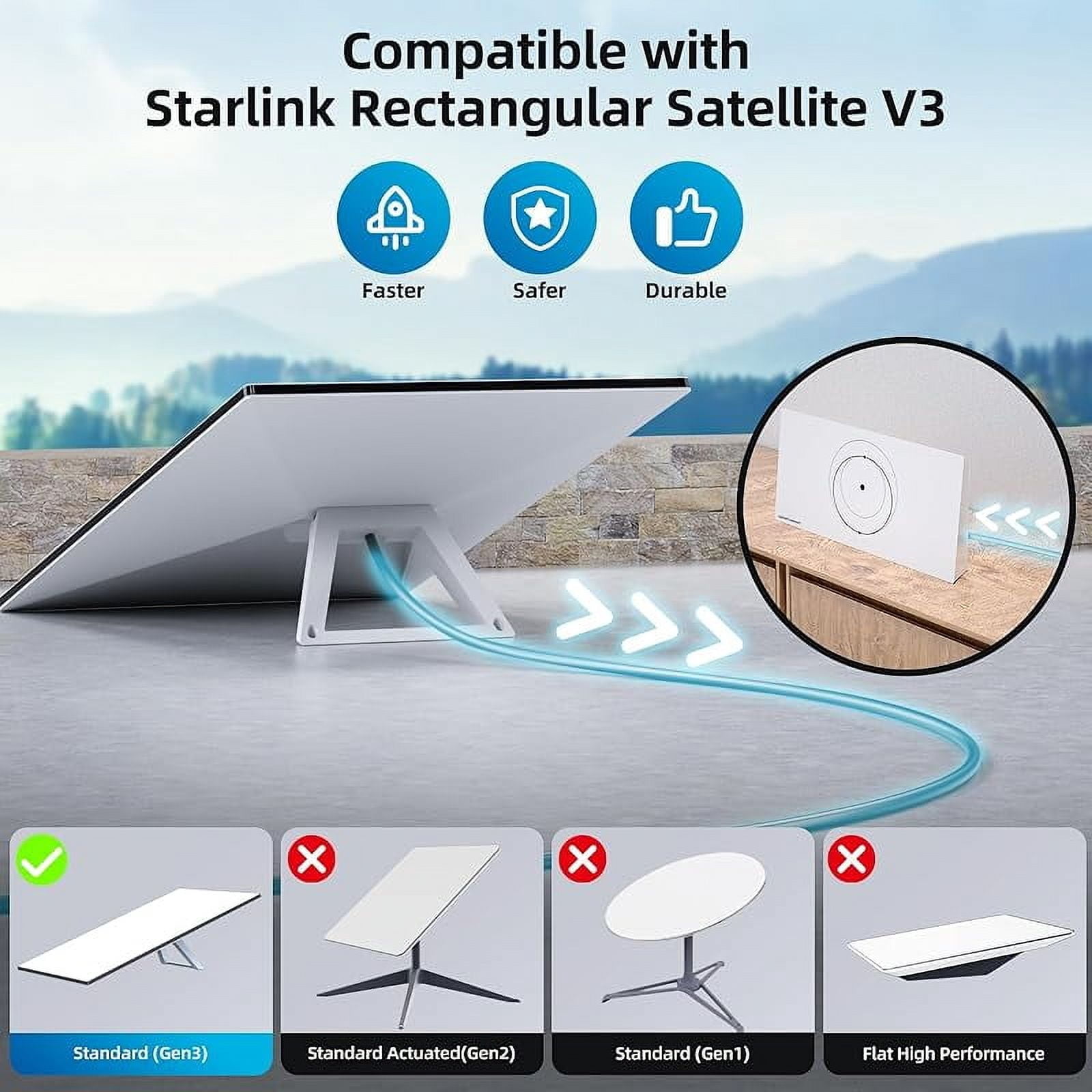 Standard Starlink Gen 3 Cable6FT/2M, Starlink Cable Gen 3 Replacement Standard V3 Cable Waterproof Starlink Ethernet Cable Gen 3 - Gray