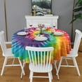 thumbnail image 2 of Colorful Tie Dye Pattern Round Tablecloth 60"x60",Wrinkle Wipeable Table Cloth for Kitchen Dining Room Picnic Patio Party, 2 of 6