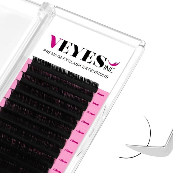 VEYES INC Classic Volume Lash Extensions 0.03-0.20 C/CC/D/DD Curl 8-20mm Mixed & Single Length Tray, Matte Black, Professional Supplies for Lash Techs (0.05 C 14mm)