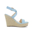 thumbnail image 3 of BLISSFUL STEP Outfit Women's Shoes Espadrille Wedge Slingback Crisscross Sandals Sky Blue 6, 3 of 7