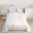 thumbnail image 2 of Homewish Pet Animal Lovers Queen Comforter Set,Cartoon Dogs Silhouette Bedding Sets,Pink White Bedding Comforter Set Fot Girl Boys,Microfiber Bedroom Decor Reversible,3pcs, 2 of 8