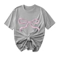 thumbnail image 1 of Primavera Top Mujeres Moda Casual Nueva Cinta de Arco Impresa Cuello Redondo Camiseta de Manga Corta, Camiseta de Cuello Tripulado, 1 of 8