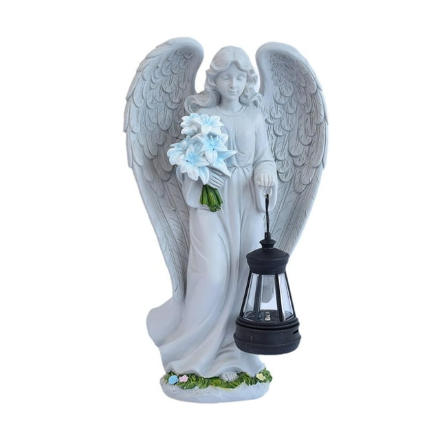 Terraxo Decorative Angel Statue, Outdoor Garden Solar Sculpture, Luminous Resin, Automatic Function, Suitable for Outdoor Decoration, Gift for Home And Garden Standing