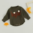 thumbnail image 3 of Okbabeha Toddler Baby Girl Chunky Sweater Romper Onesie Knit Big/Lil Sis Embroidered Sweatshirt Sister Matching Outfit, 3 of 7