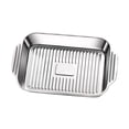 thumbnail image 1 of S SERENABLE Stainless Steel Deep Baking Pan with Handles Rectangular for Dining Outdoors Striped bottom, 1 of 9
