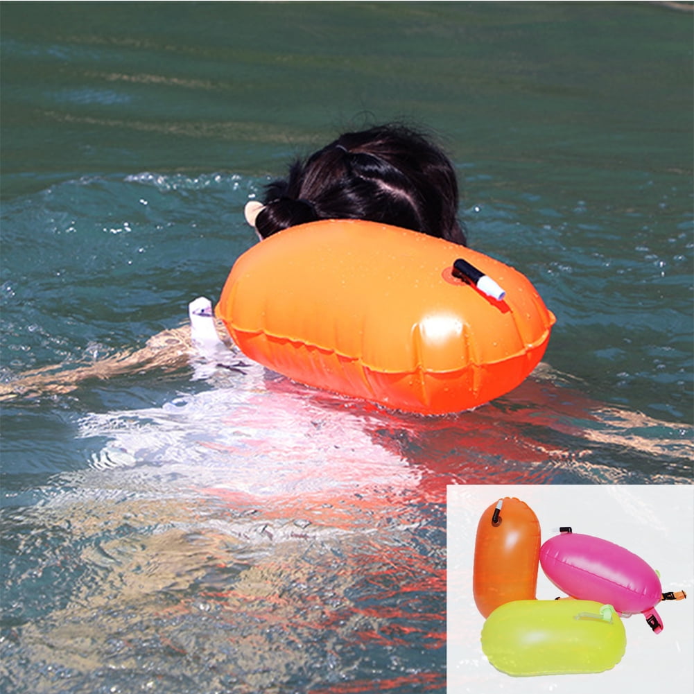 Orange Sports Swim Buoy Tow Float Pool Open Water Swimming Inflatable Airbag Aid 