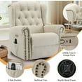 thumbnail image 6 of Power Swivel Rocking Glider Recliner Chair, Electric Nursery Reclining Sofa Chair with Heat and Massage, Wingback Tufted Upholstered Recliner for Living Room, USB and Type-C Ports, Beige, 6 of 9