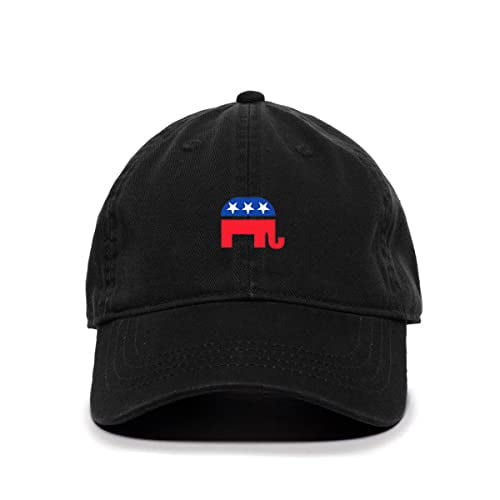 Tech Design Republican Elephant Embroidered Baseball Cap - Adjustable Dad Hat, Putty Color