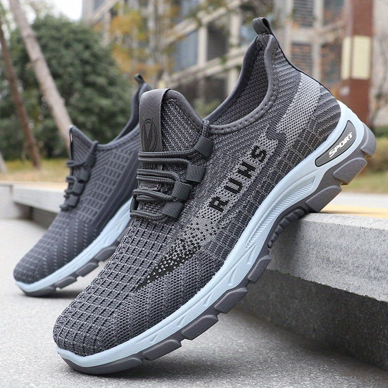 Men'S Breathable Mesh Sneakers with Rubber Sole - Lightweight Low-Top Design for Hiking & Casual Wear, Black & Orange Accents, Lace-Up Closure, Spring/Summer Outdoor Shoes, Hiking Footwear, Stylish
