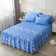 thumbnail image 4 of Juego de falda de cama de 3 piezas, Funda de colchón de encaje de doble capa de Color sólido, ropa de cama, Sábana ajustable, textil para el hogar de tamaño doble individual, 4 of 5