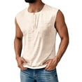 thumbnail image 2 of Yifymode Tank Tops Men Sleeveless Henley Tank Tops Casual Loose Fit Distressed Washed Shirts Vintage Lightweight Solid Tees, 2 of 5