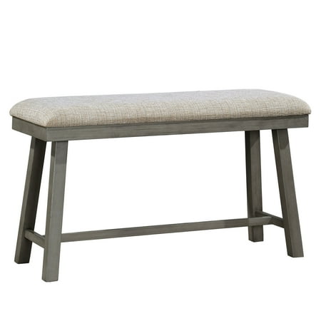 Textured gray fabric, industrial design | Great for family dinners | Counter height bench with simple assembly