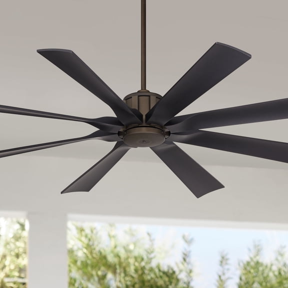 60" Possini Euro Design Defender Modern Industrial Indoor Outdoor Ceiling Fan Remote Control Oil Rubbed Bronze Damp Rated Patio