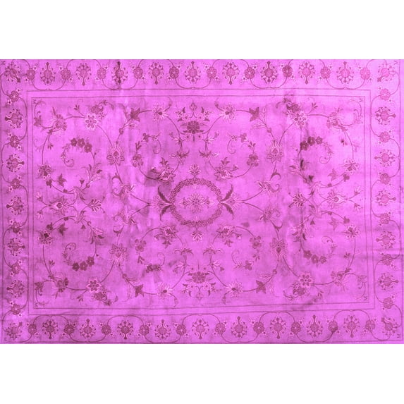 Ahgly Company Indoor Rectangle Abstract Purple Contemporary Area Rugs, 8' x 10'