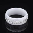 thumbnail image 2 of PAMTIER Unisex Ceramic 8mm Personality Simple Multi-Faceted Rhombic Cut 2 Lines Rows White Crystal Zircon Inlay Ring Wedding Band White Size 9, 2 of 5
