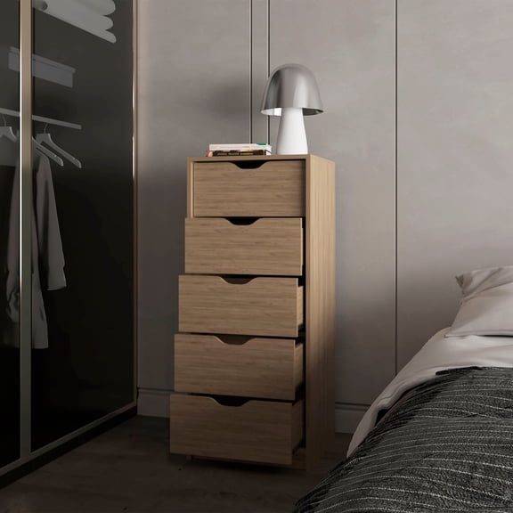 LHKJ 5-Drawer Dresser, Natural Oak
