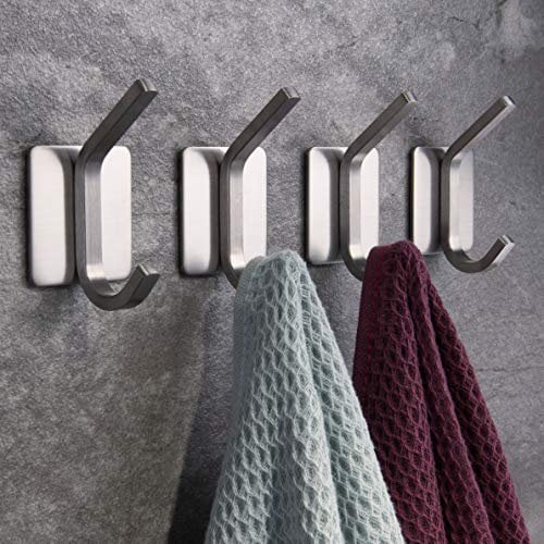 Adhesive Hooks Heavy Duty Wall Hooks Waterproof Stainless Steel Hooks for  Hanging Coat, Hat,Towel Robe Hook Rack Wall Mount- Bathroom and Bedroom