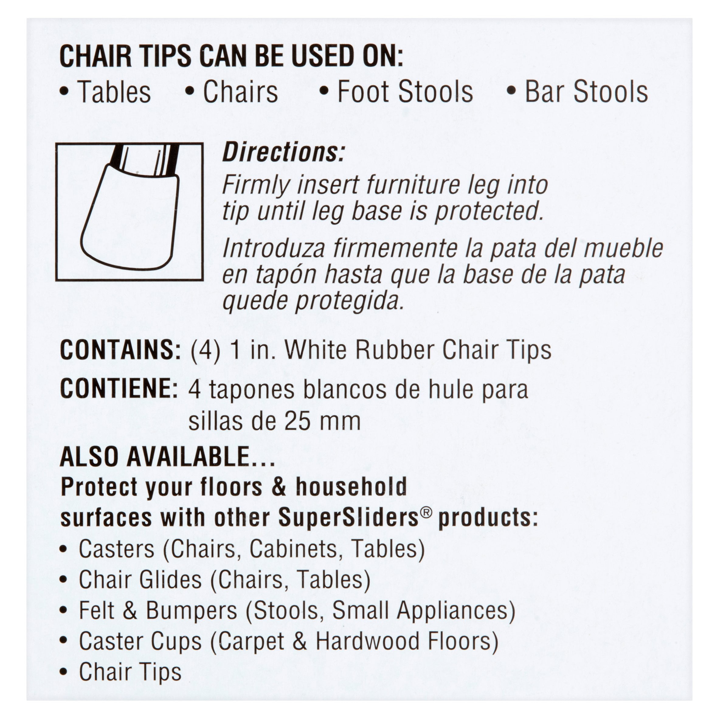 Soft Touch 1" White Rubber Chair Tips Walmart
