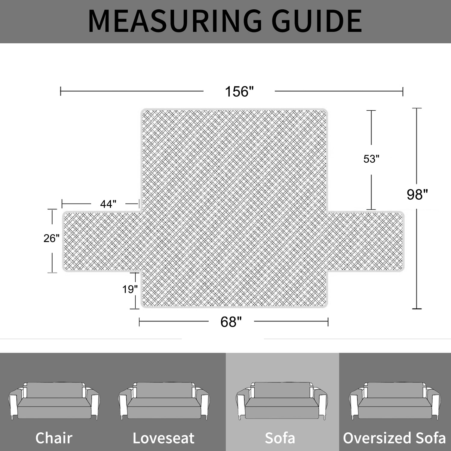 Smuge Waterproof Sofa Covers, Reversible Couch Sofa Slipcover Cushion Furniture Protector Cover for Dogs, Pets (68" Sofa, Khaki)