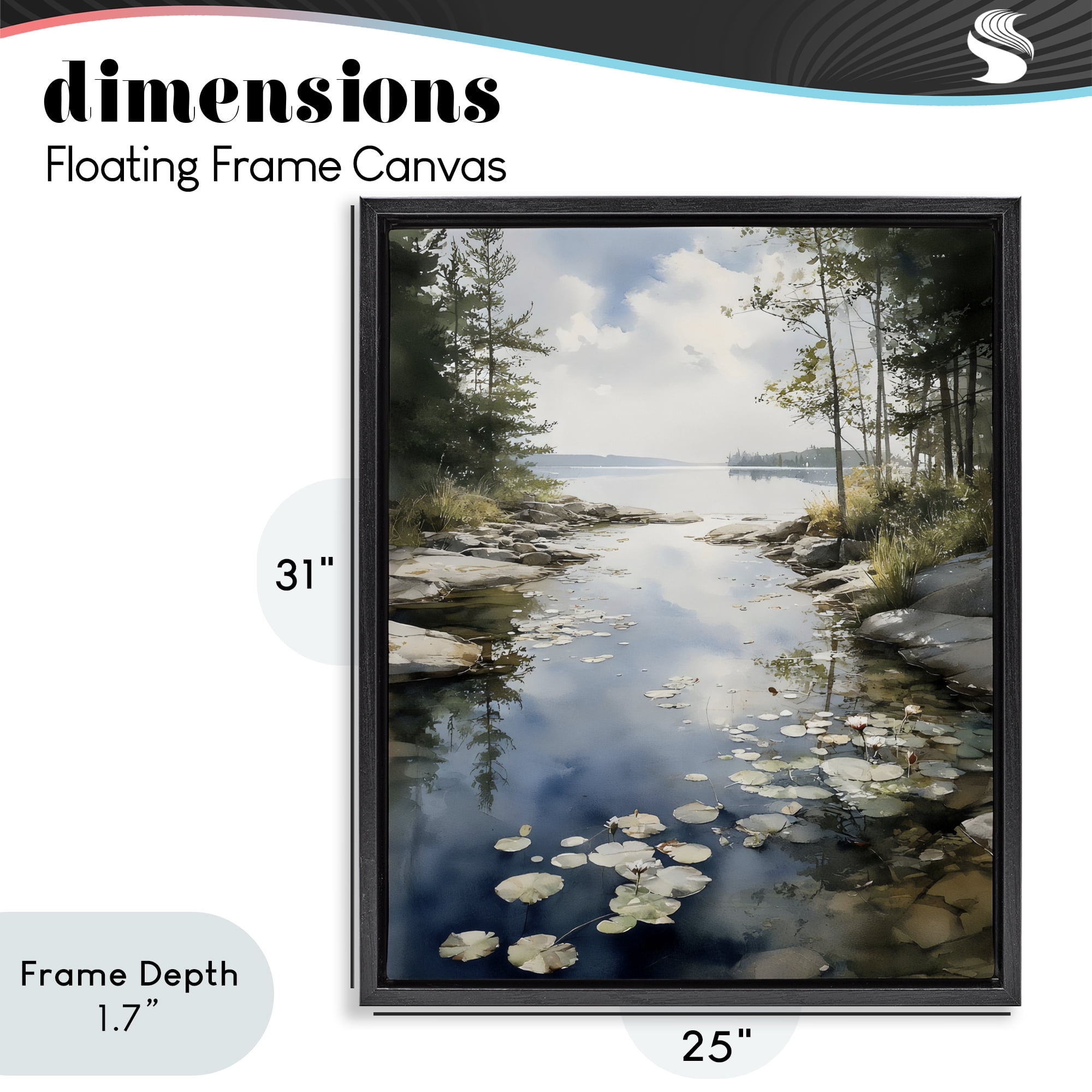Stupell Industries Lilypad Inlet Reflection Black Framed Floater Canvas Wall Art, design by Franklyn Gregory