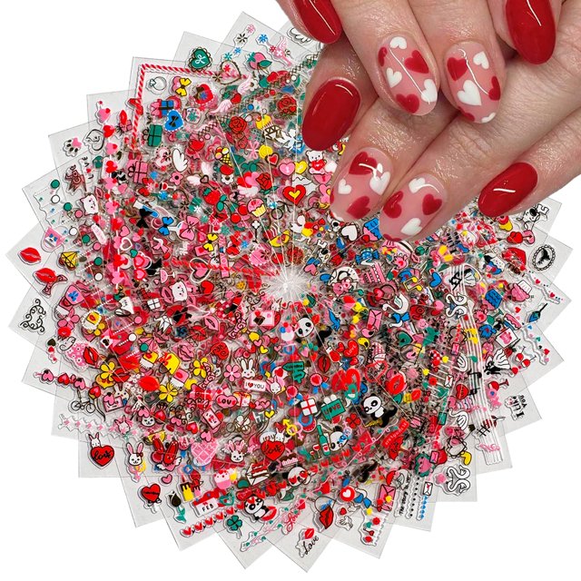 Pegatinas para Uñas Puyokinm 30 Hojas Arte 3D Día de San Valentín