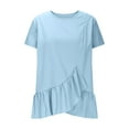 thumbnail image 4 of Wlynlyn Womens Tops Short Sleeve Shirts Scoop Neck T Shirts Ruffle Hem Dressy Casual Blouses M, 4 of 9