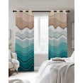 thumbnail image 3 of Turquoise Ombre Stripe Blackout Curtains, Light Blocking Print Window Curtains, Abstract Summer Beach Coastal Thermal Insulated Window Drapes for Living Room Kitchen Cafe 2 Panels, 55"W x 39"L, 3 of 9