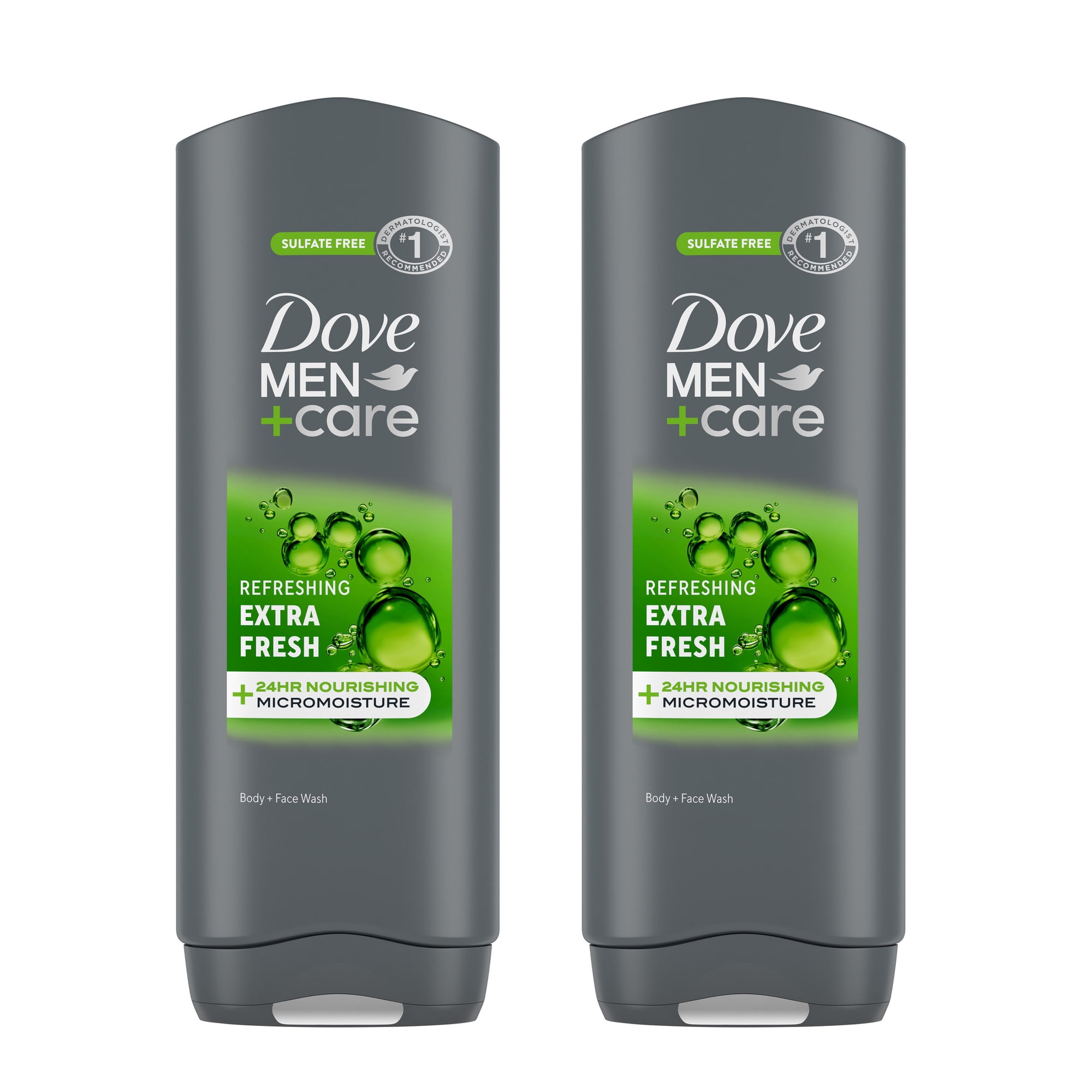 Dove Men+Care Body Wash for Men's Skin Care Extra Fresh Effectively Washes Away Bacteria While Nourishing Your Skin, 18 fl oz 2 Count
