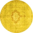 thumbnail image 1 of Ahgly Company Machine Washable Indoor Round Medallion Yellow Traditional Area Rugs, 6' Round, 1 of 4