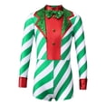 thumbnail image 4 of CHICTRY Girls Candy Cane Costume Teens Christmas Party Striped Bodysuit Long Sleeve Bow Sequins Dance Leotard Green 10, 4 of 7