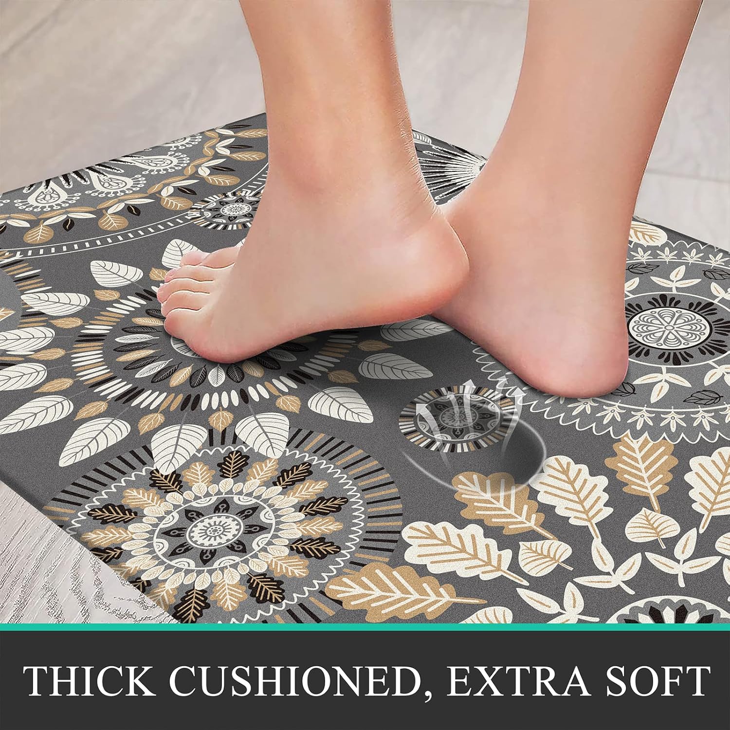 Boho Kitchen Rugs Set of 2 Anti Fatigue Mats for Kitchen Floor Cushioned Kitchen Rugs and Mats Non Skid Waterproof Kitchen Runner Comfort Standing Mat