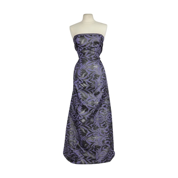 Zelouf Florence Metallic Jacquard  , Sewing, DIY, Crafts Fabric by the Yard, Black/peri, 3 Yard