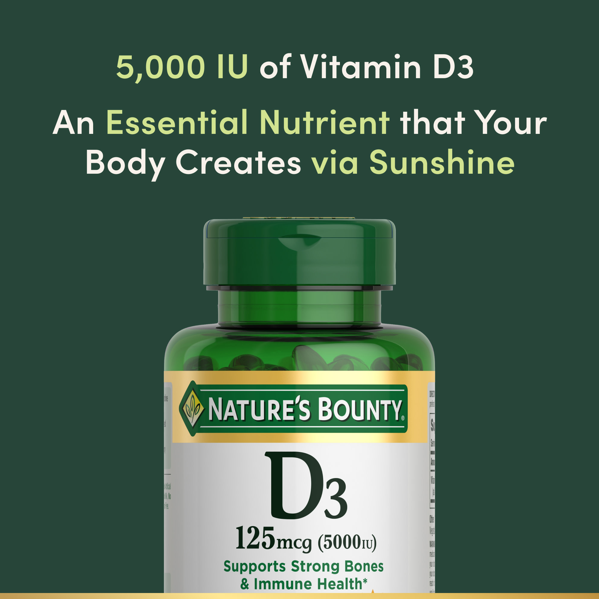 Nature's Bounty Vitamin D3 5000 IU Softgels, High Potency photo 4