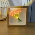 thumbnail image 4 of Tulip Flower Night Light Handmade Wooden Photo Frame 10/13/16 Flowers Ribbon Bowknot Square Gift DIY Glowing Tulip Bouquet Night Lamp Ornament Material Bag Home Supplies-Pink,B, 4 of 8