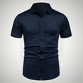 thumbnail image 1 of pstuiky Camisas de vestir de manga corta para hombre, Camisa informal de negocios de color liso con solapa y botones de manga corta para hombre camisas casuales para hombre l, 1 of 6