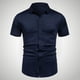 thumbnail image 1 of pstuiky Camisas de vestir de manga corta para hombre, Camisa informal de negocios de color liso con solapa y botones de manga corta para hombre camisas casuales para hombre l, 1 of 6