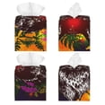 thumbnail image 2 of Lsque Wolf With Wildflowers Printed Tissue Box Cover Holder, Facial Paper Organizer Dispenser,Square with Bottom Belt, PVC Leather Decorative Organizer, 2 of 8