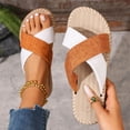 thumbnail image 6 of Tqyyweavej Women's Oversized Flatform Sandals Open Toe Beach VacationWoven Sandals Color Block Cross Dressy Sandals Gifts for Women, 6 of 7