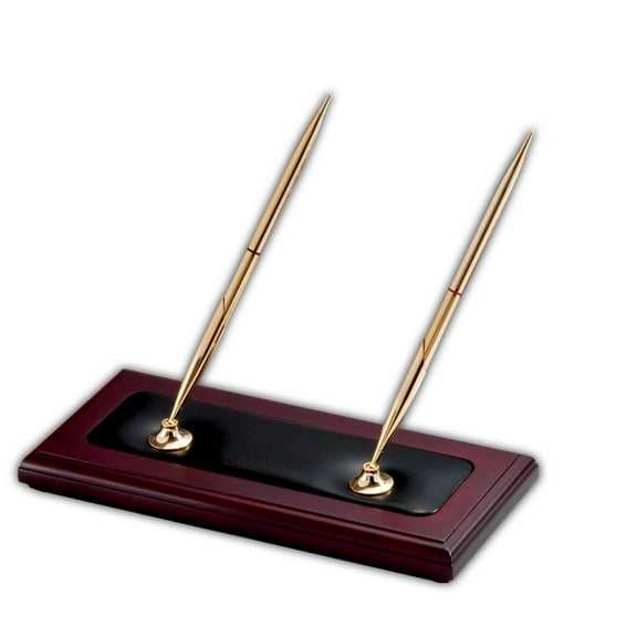 Rosewood & Leather Pen Stand