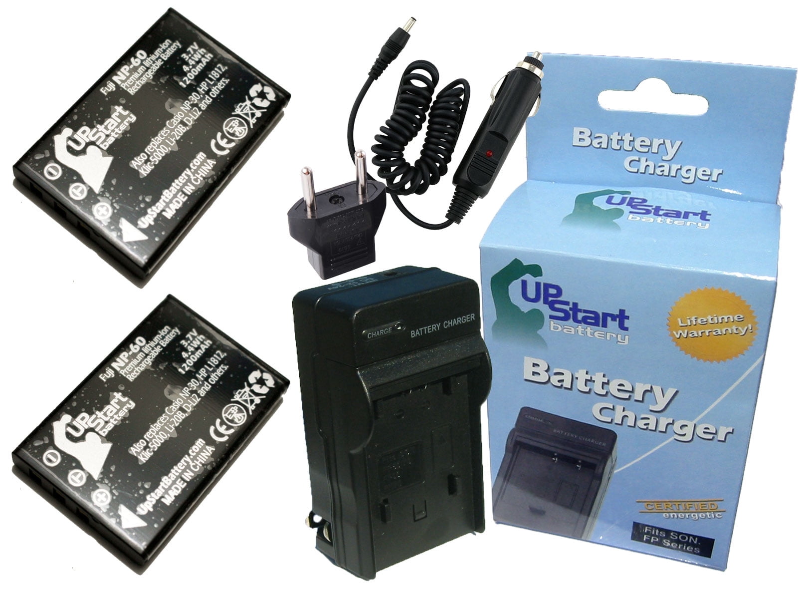 2-Pack Canon SX50 HS Battery + Charger w/ Adapters - Canon NB-10L 