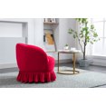 thumbnail image 3 of Swivel Barrel Accent Chair, Velvet Upholstered Single Sofa Chair with Metal Base, Modern Comfy Living Room Chairs with Curved Armrest for Living Room, Bedroom, Lounge, Red, 3 of 7