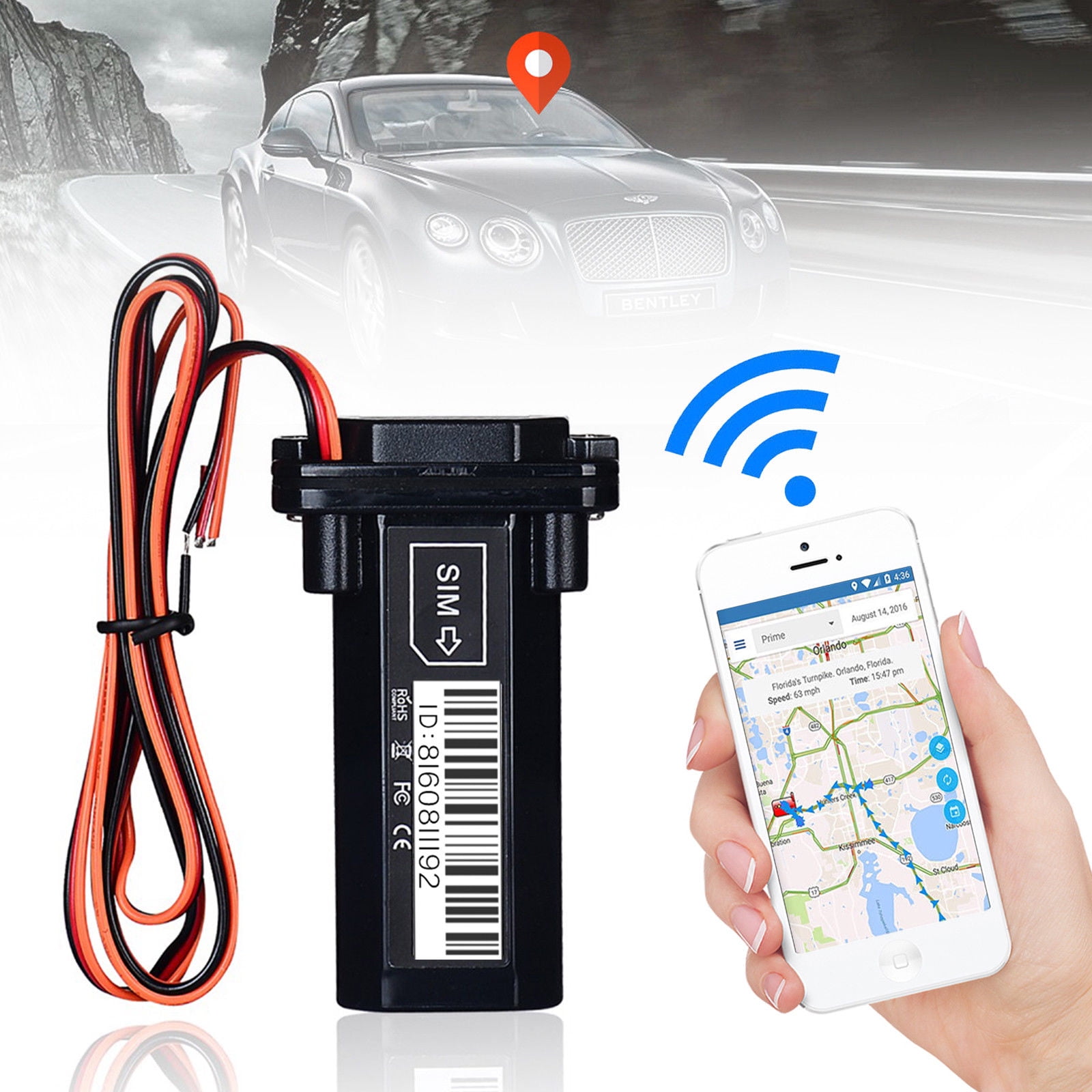 Realtime Car GPS Tracker GSM Alarm Anti-Theft Tracking Device for Car/Vehicle/Motorcycle, Size: 79 in