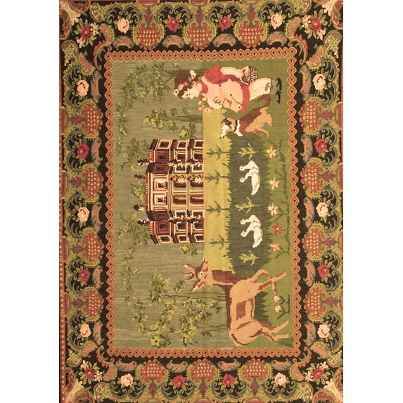 Ahgly Company Indoor Rectangle Medallion Brown French Area Rugs, 8' x 12'